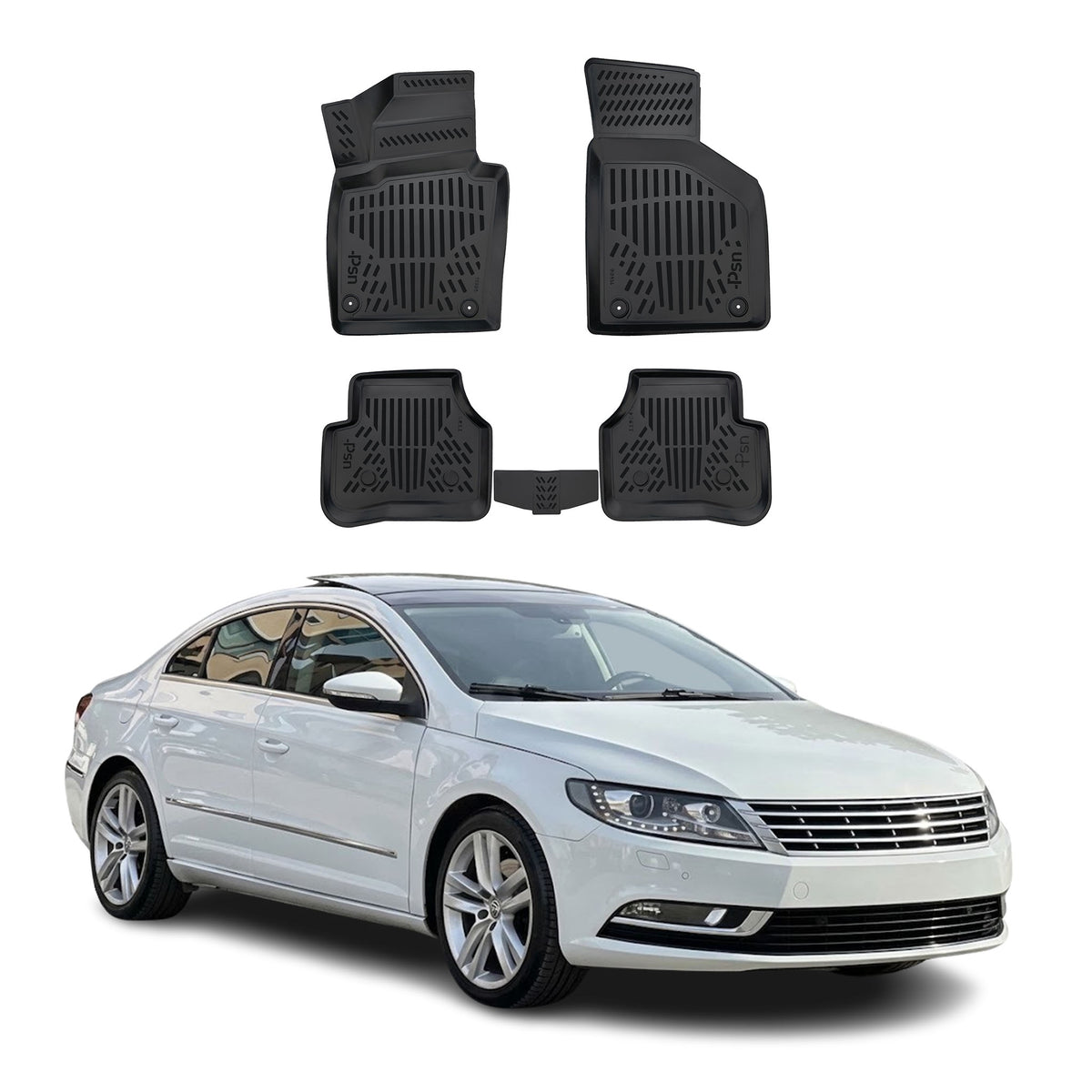 Tapis de sol pour Volkswagen Passat CC 2012-2017 Noir 3D en TPE 4x