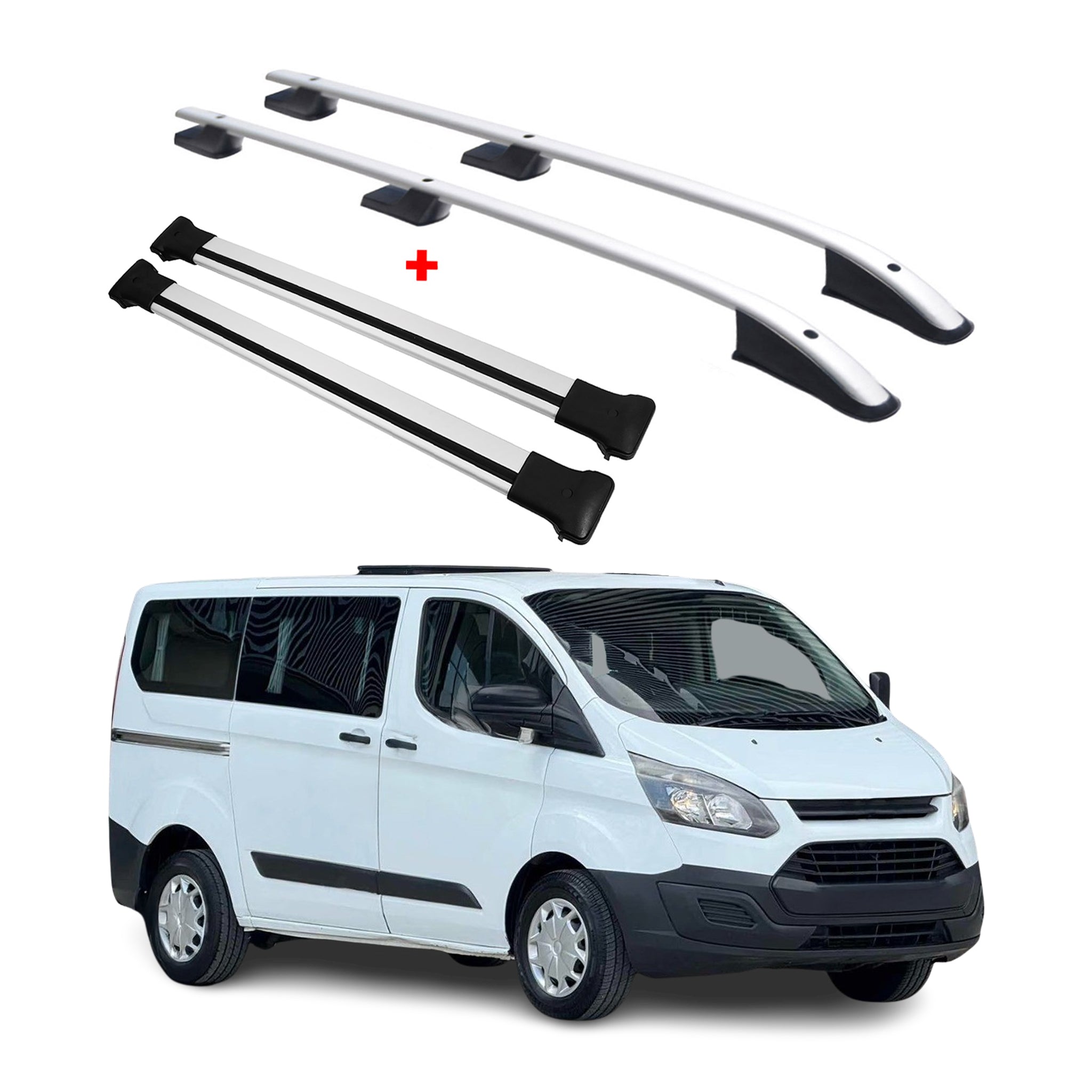 Kit Barres de toit pour Ford Transit Tourneo Custom 2012-2024 Court L1 Alu Gris