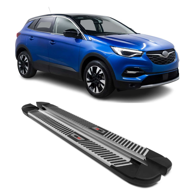 Marchepieds Latéraux pour Opel Grandland X 2017-2024 Aluminium Noir Gris 2Pcs