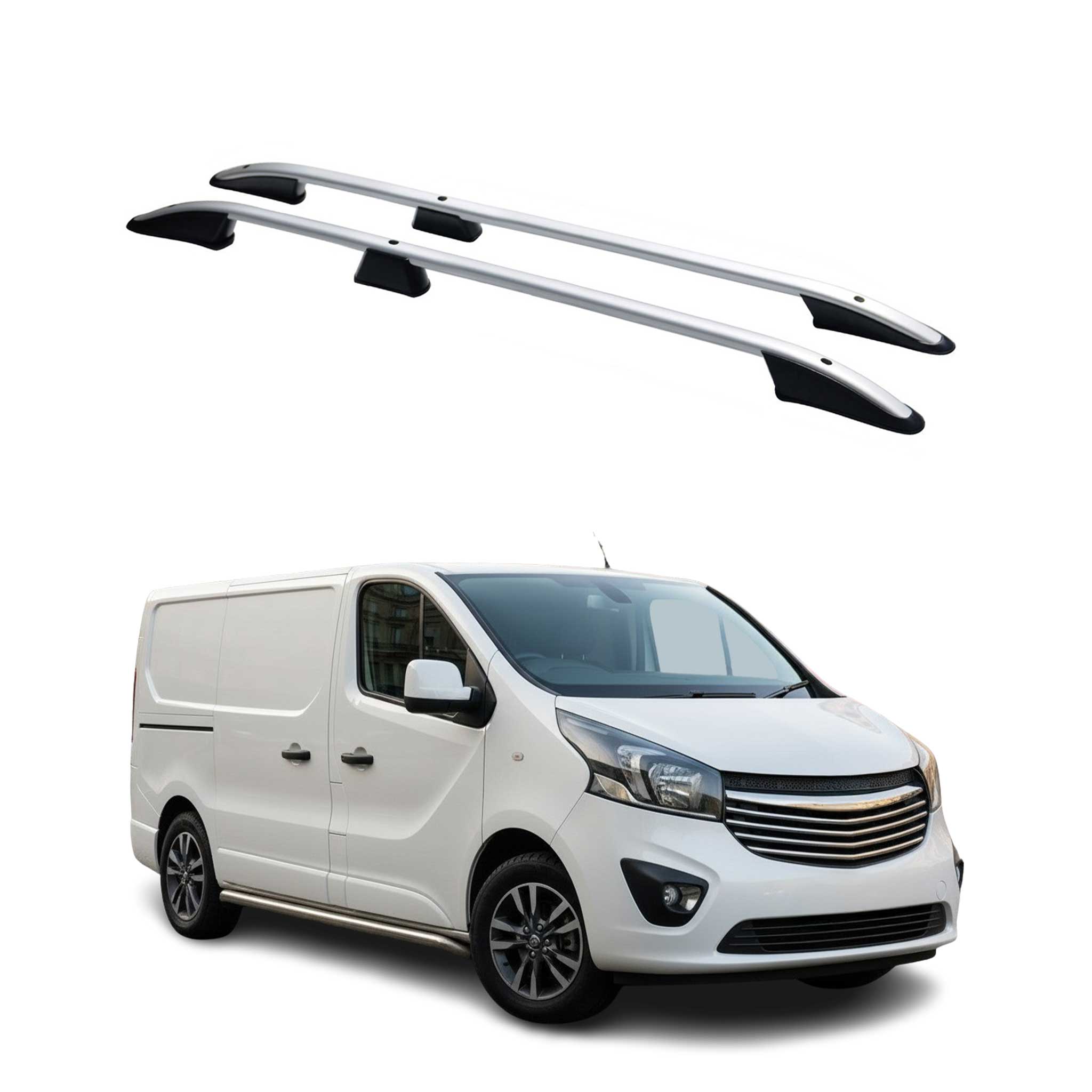 Barres de toit longitudinales pour Opel Vivaro B 2014-2019 L1 Aluminium Gris