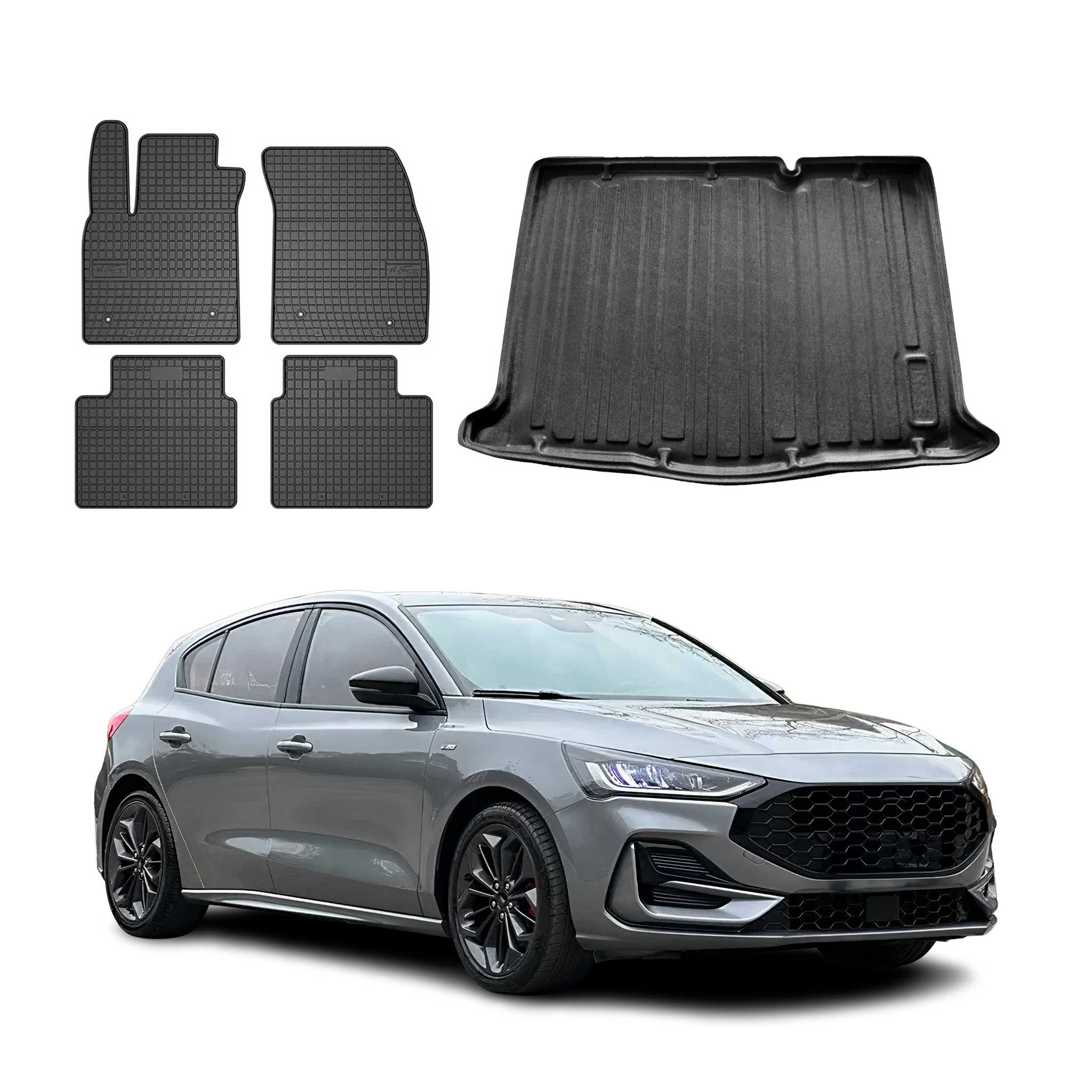 Kit Tapis de sol et coffre pour Ford Focus mk4 2019-2025 5Portes TPE Noir