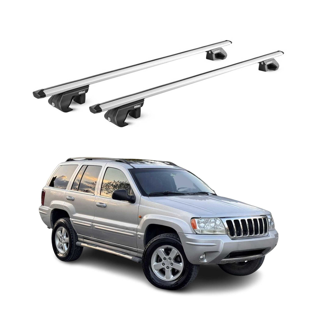 Barres de toit transversales pour Jeep Grand Cherokee WJ 1999-04 Alu Gris 2x ABE