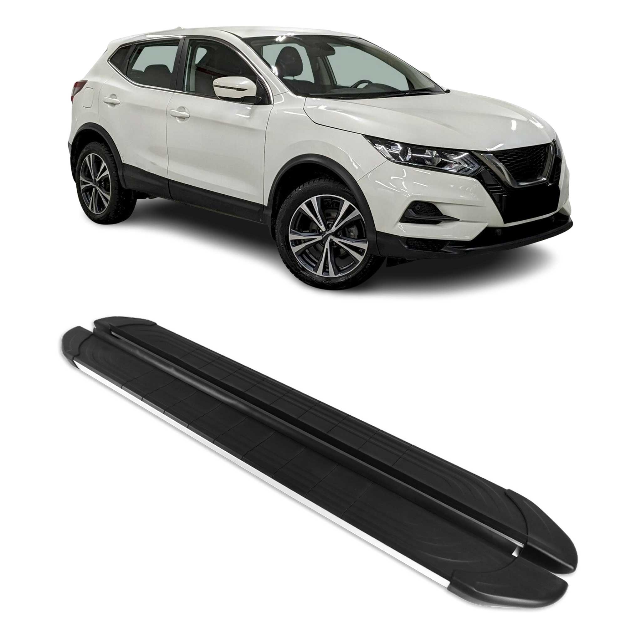Marchepieds Latéraux pour Nissan Qashqai J11 2013-2021 Aluminium Gris Noir 2Pcs