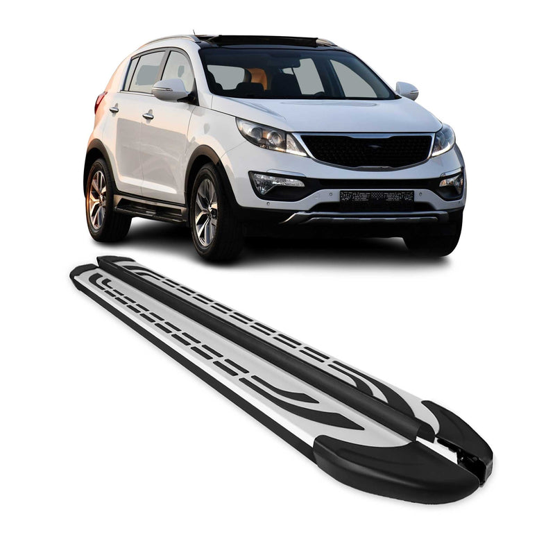 Marchepieds Latéraux pédale pour Kia Sportage 2010-2015 Aluminium Gris Noir 2x
