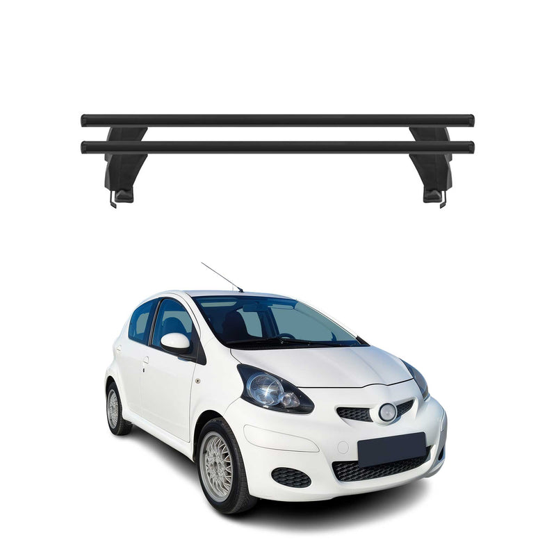 Menabo Barres de toit Transversales pour Toyota Aygo I 2005-2014 Noir ABE 2x