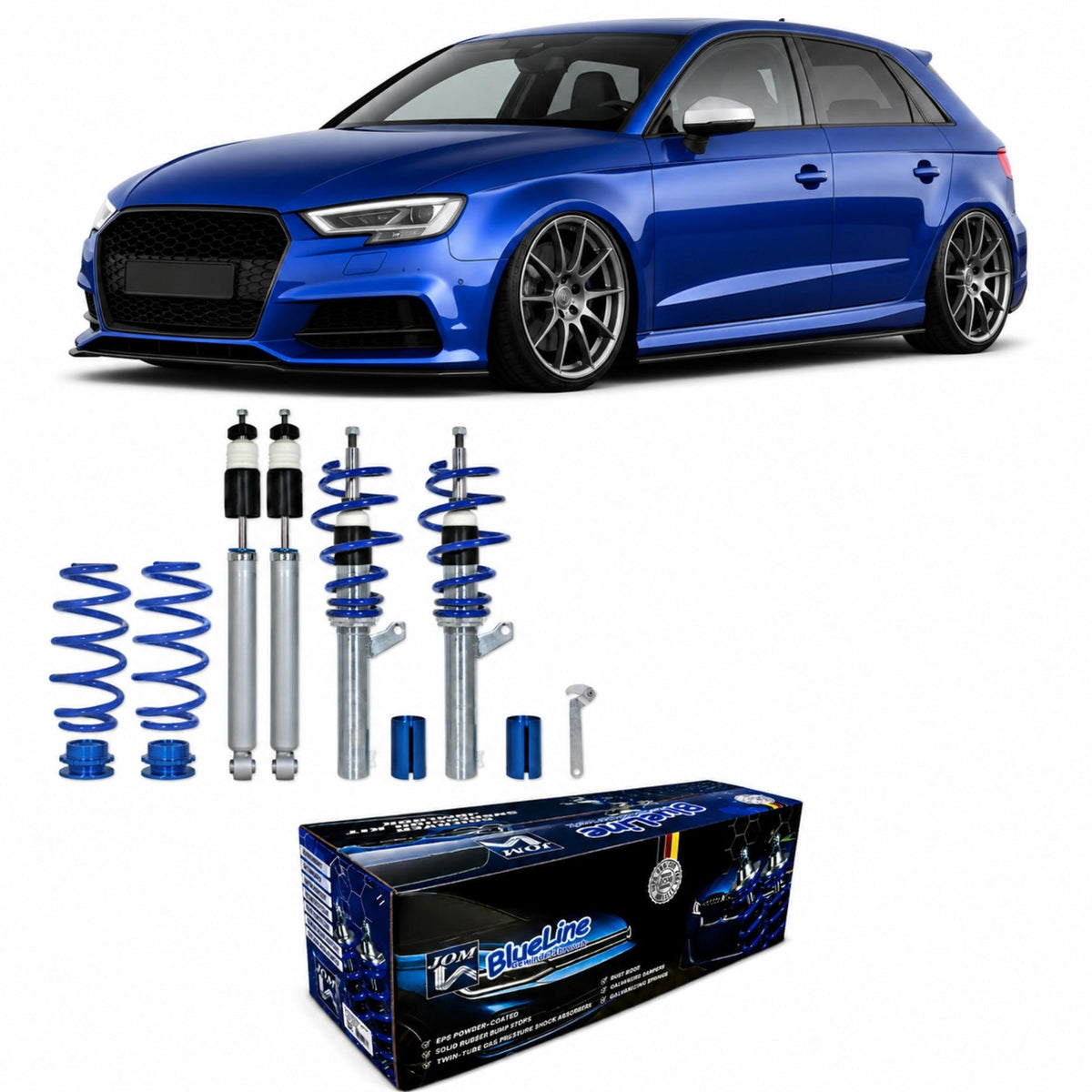 JOM BlueLine Combinés Filetés pour Audi A3 (8V) S3 RS3 1.8 TFSI 2.0 TFSI