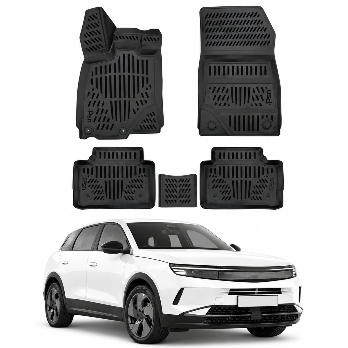Tapis de sol pour Opel Grandland EV 2024-2027 Noir 3D en Caoutchouc TPE 4Pcs