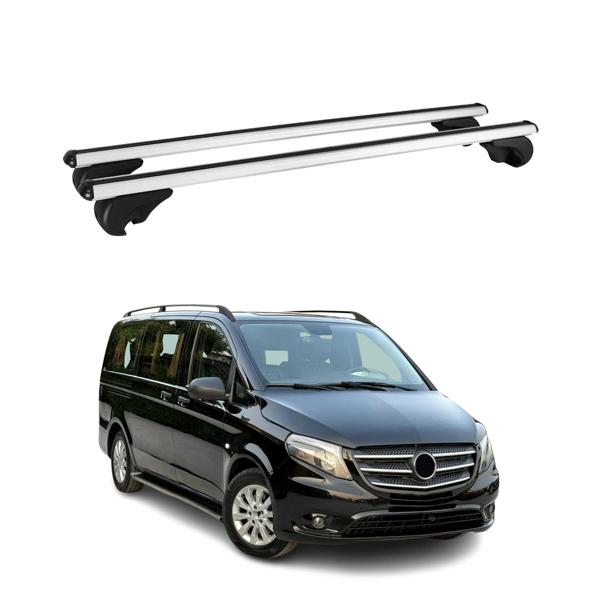 Barres de toit Transversales pour Mercedes Vito W447 2014-2025 Aluminium Argent