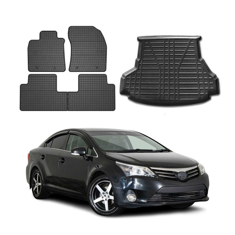 Kit Tapis de sol et coffre pour Toyota Avensis 2008-2018 TPE Noir