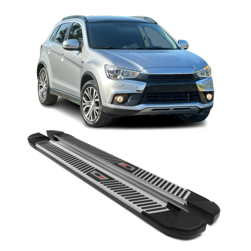 Marchepieds Latéraux pour Mitsubishi ASX 2010-2024 Noir Gris Aluminium 2Pcs