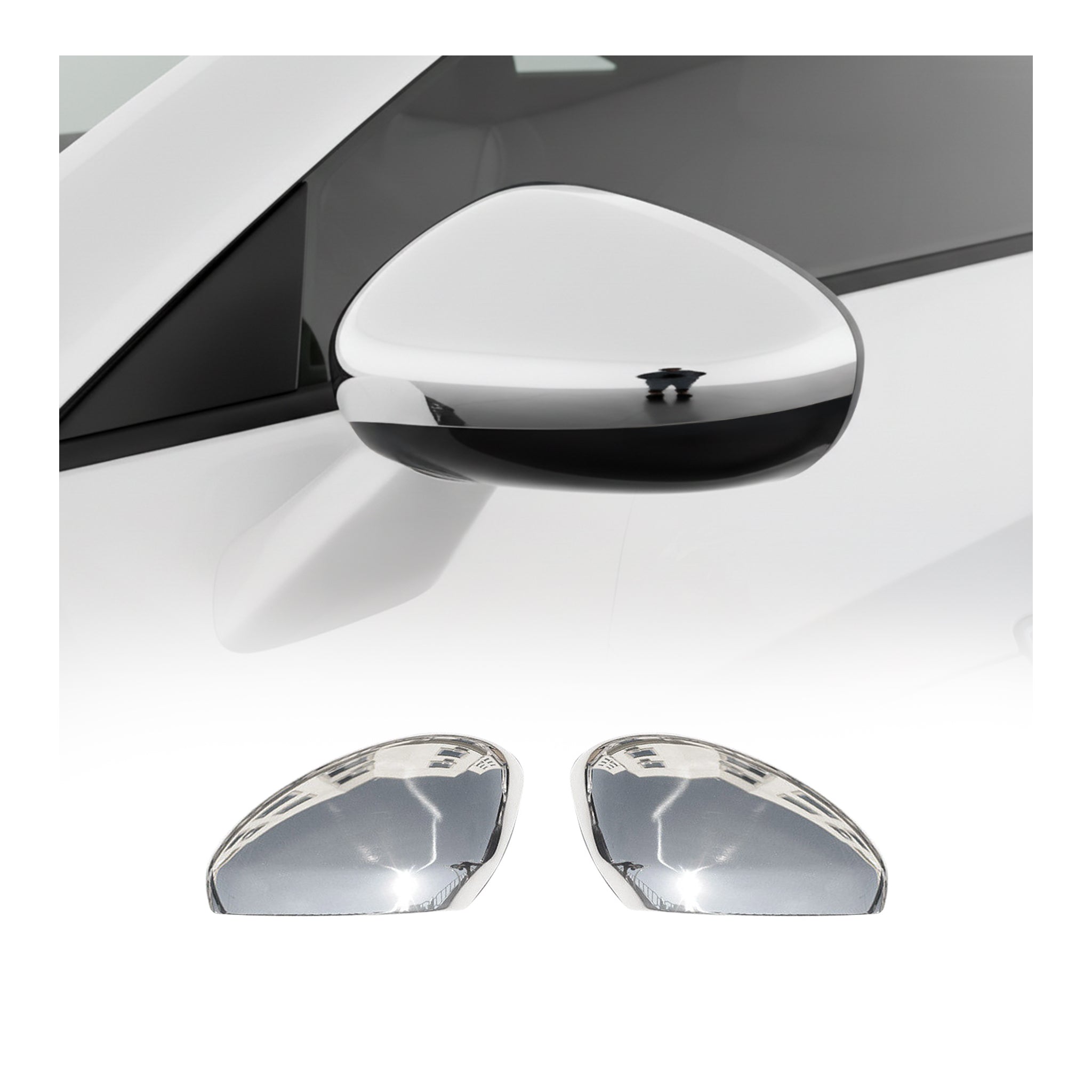 Coques de Rétroviseurs pour Peugeot RCZ 2010-2015 Acier Inoxy Chromé Argent