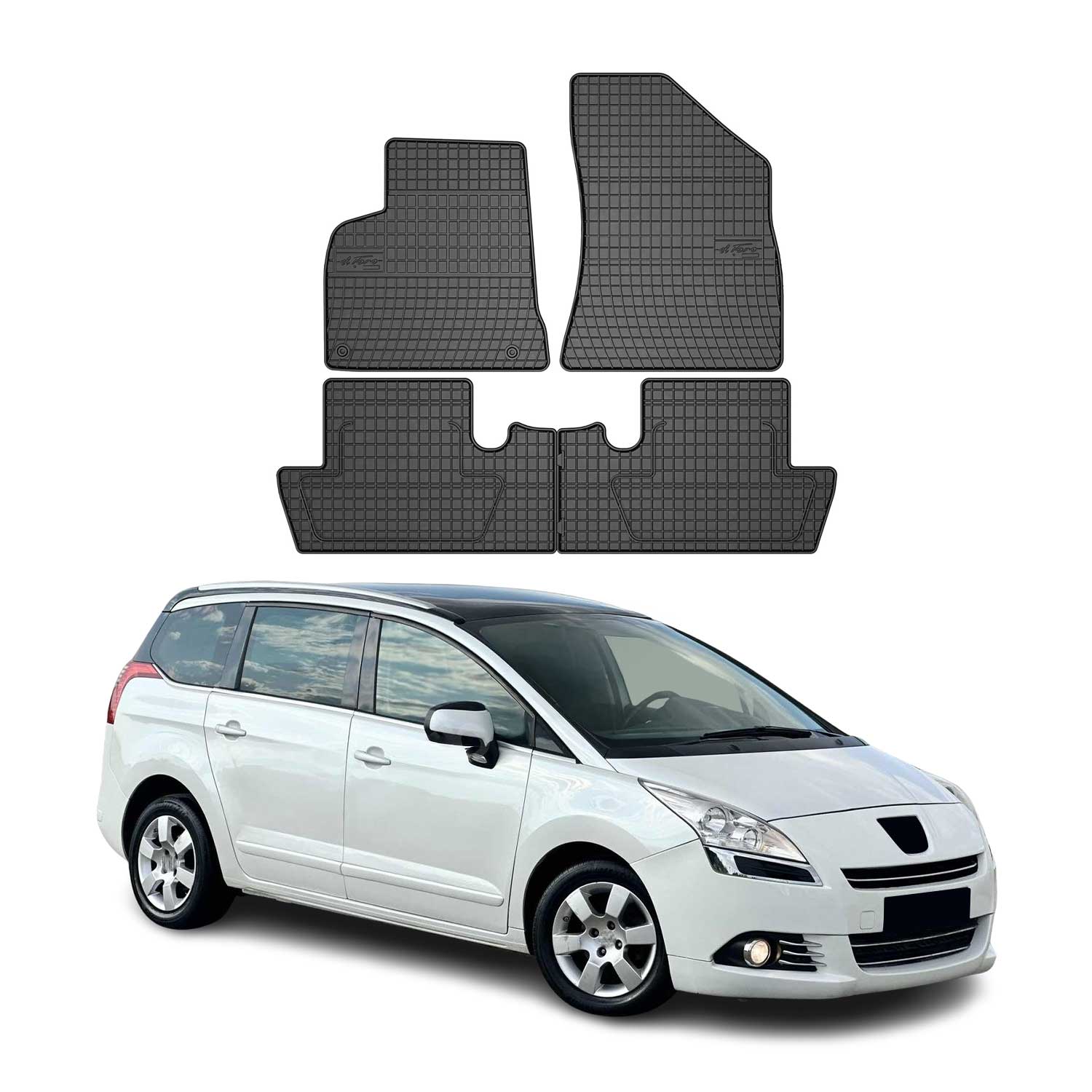 Tapis de Sol pour Peugeot 5008 2009-2017 Caoutchouc Noir