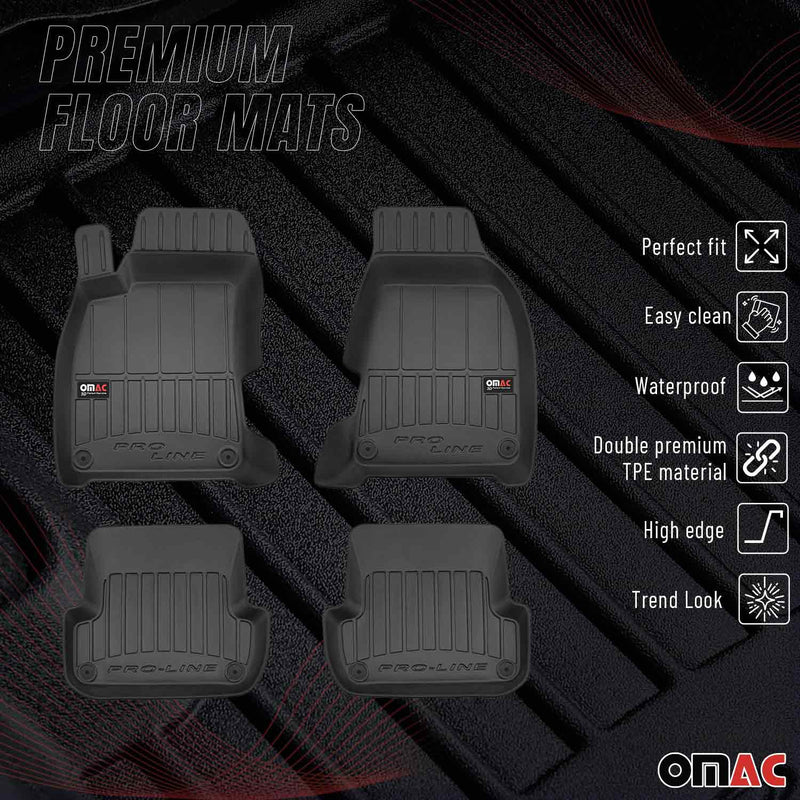 OMAC Tapis de sol caoutchouc pour Audi A4 B7 Berline Break 2004-08 Noir Premium