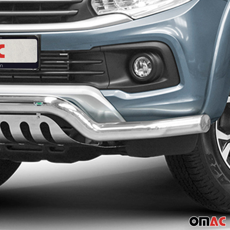 Pare-Buffle Avant Pour Fiat Fullback 2016-2019 Acier Inox Argent