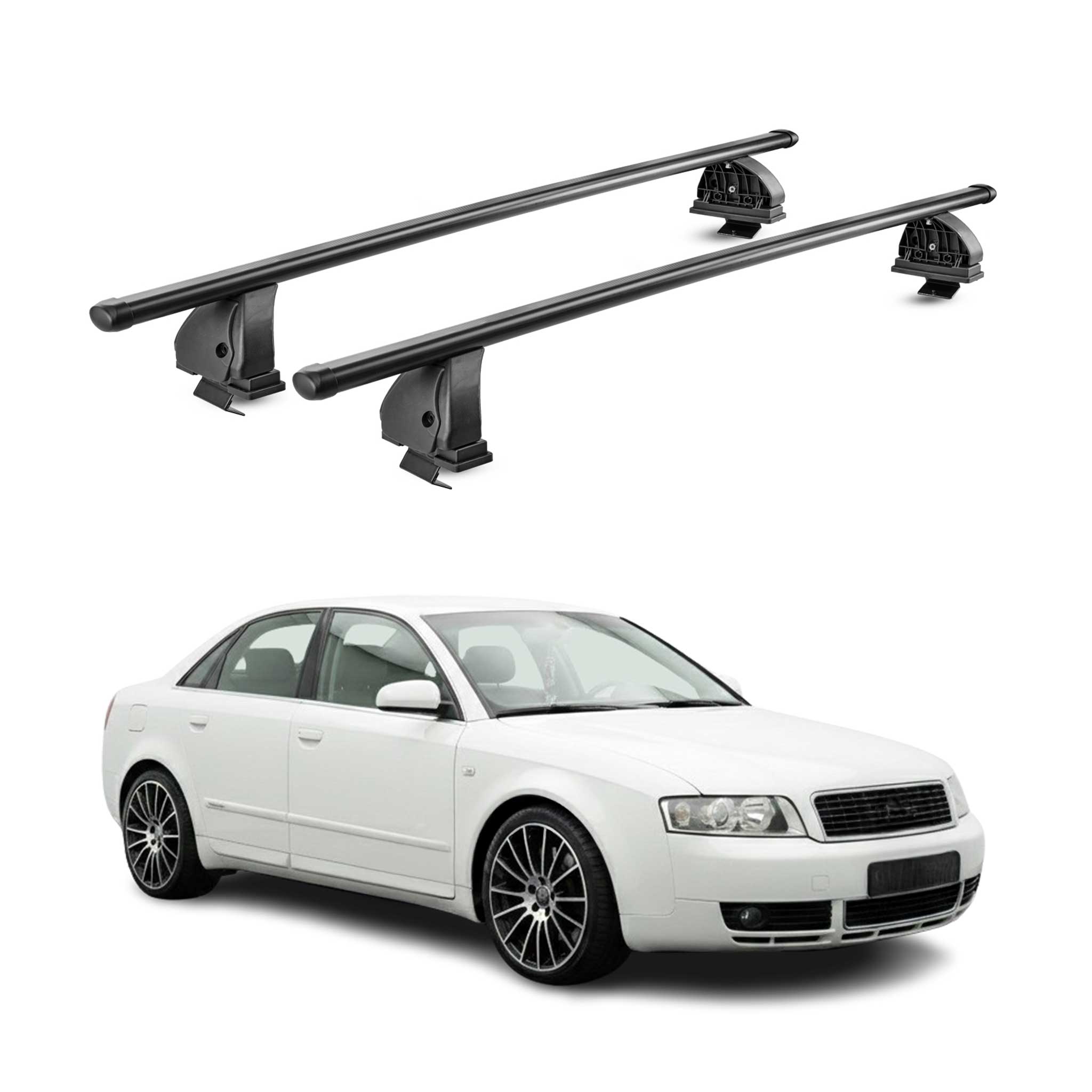 Barres de toit transversales acier pour Audi A4 B6 Limo 2001-2004 TÜV Noir 2Pcs