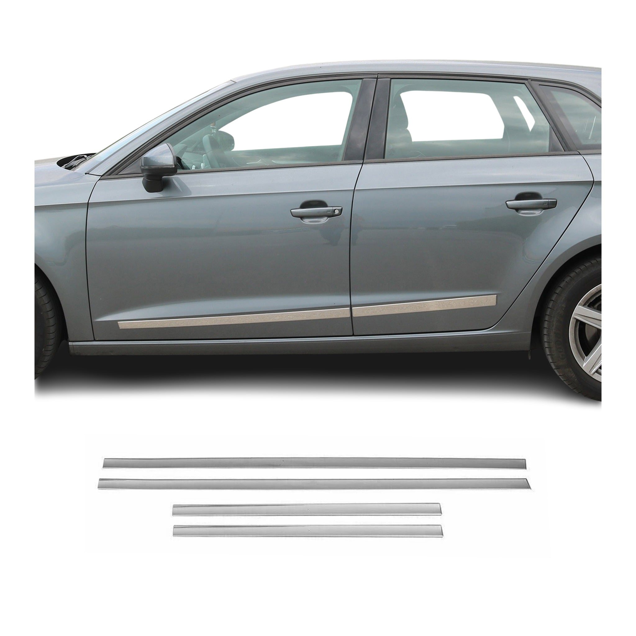 Baguette protection de porte pour Chevrolet Aveo Berline 2005-2012 inox chromé