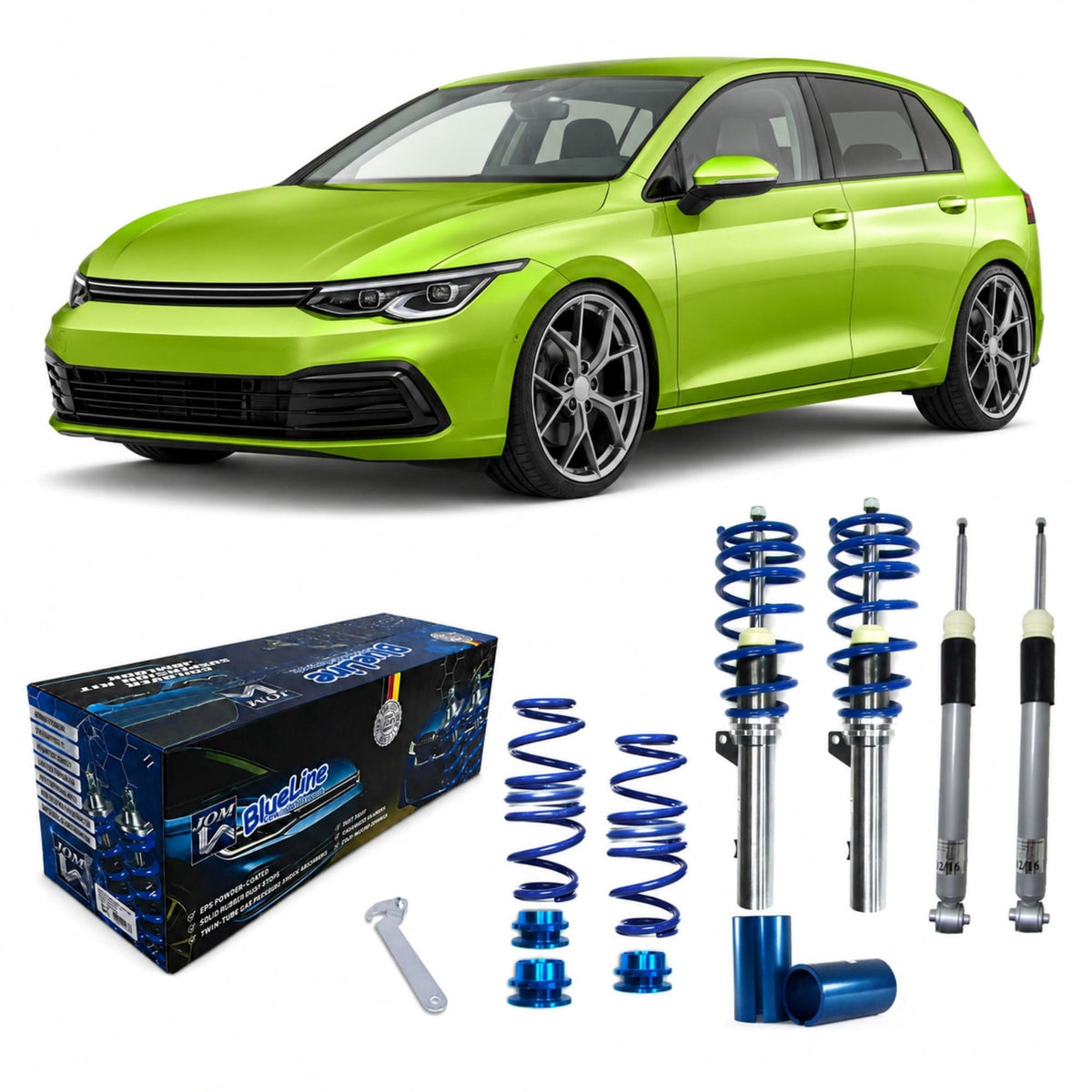JOM BlueLine Combinés Filetés pour VW Golf 8 2019- HA Mehrlenker 1100kg