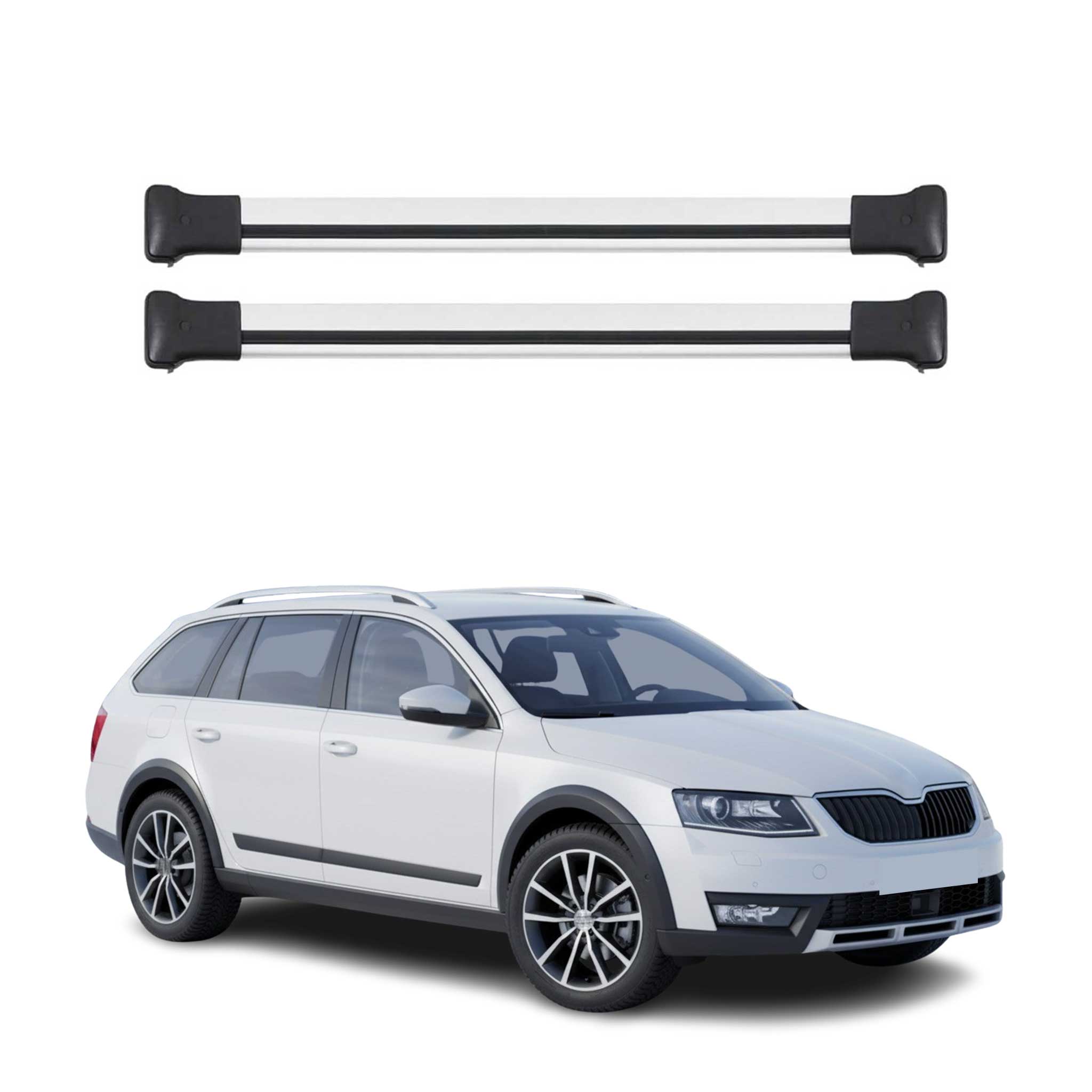 Barres de toit transversales pour Skoda Octavia III Break 2017-2019 FL Alu Gris