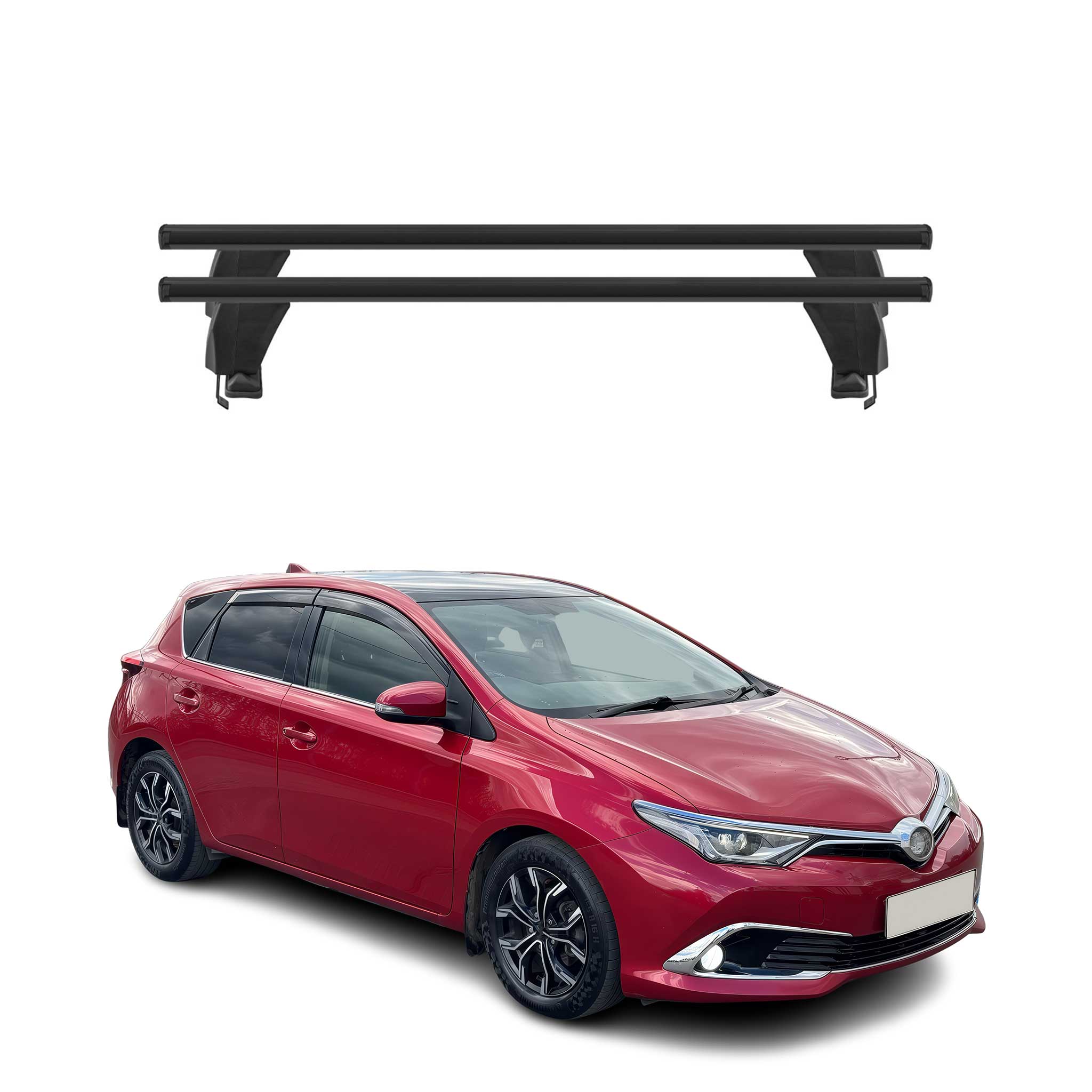 Menabo Barres de toit Transversales pour Toyota Corolla HB 2019-2025 Alu Noir