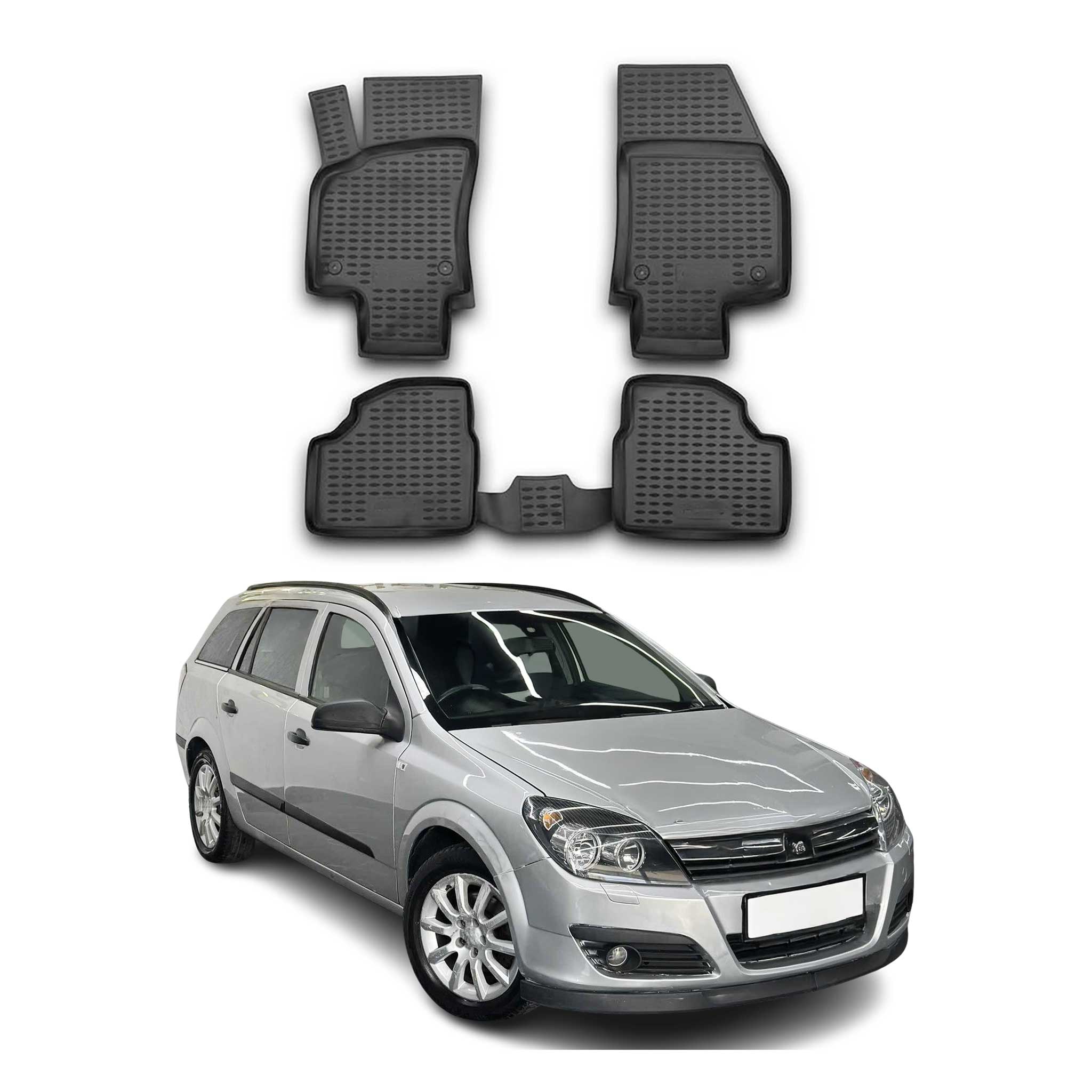 Tapis de sol pour Opel Astra 2004-2014 Caravan en caoutchouc TPE 3D Noir 4Pcs