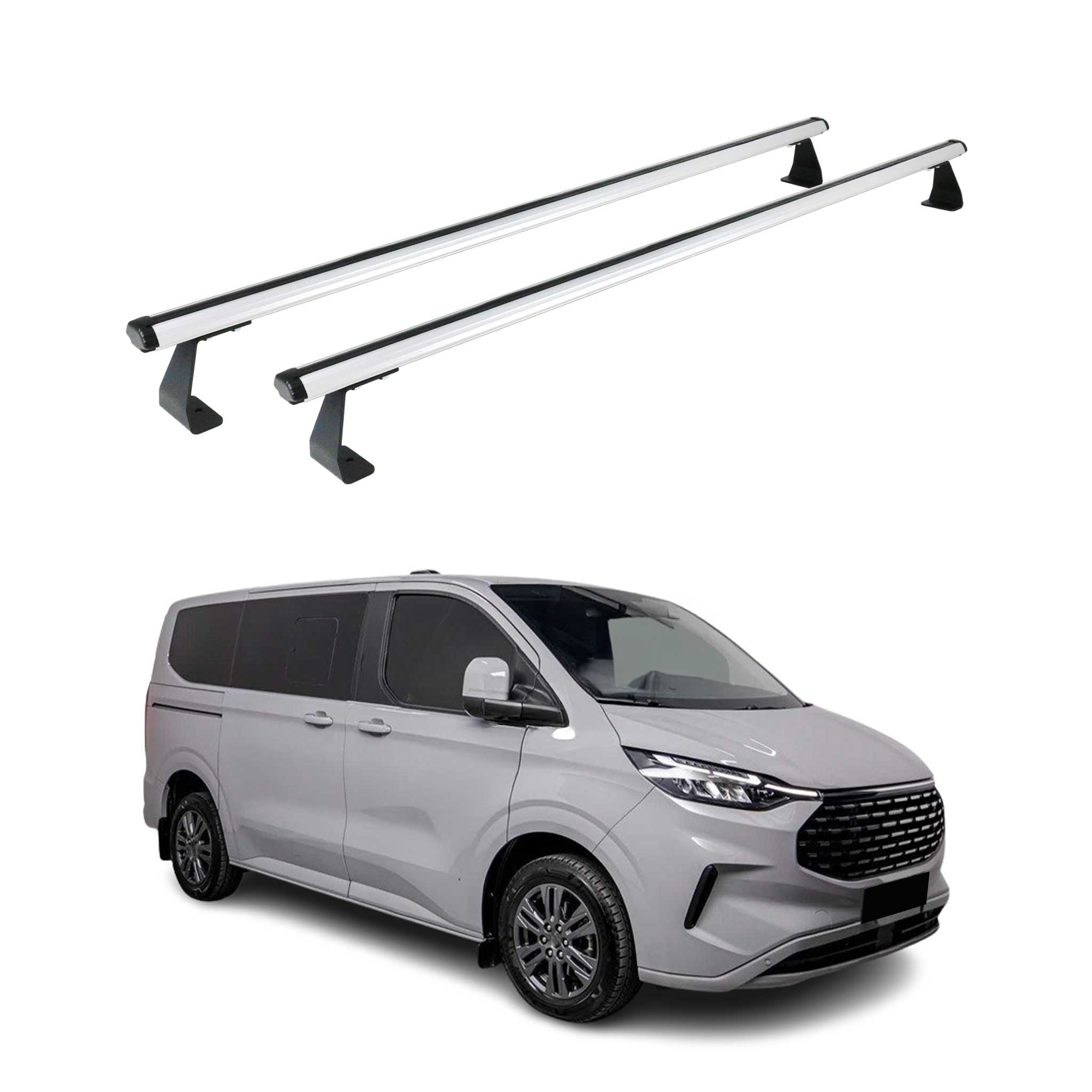 Barres de toit transversales pour Ford Transit Tourneo Custom 2023-26 Argent Alu