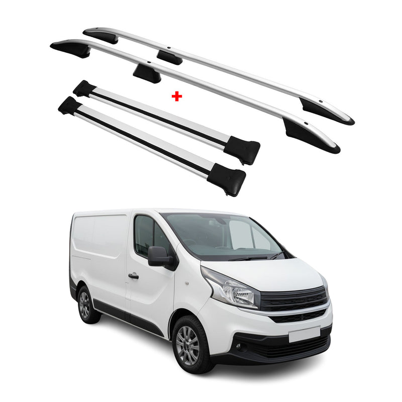 Kit Barres de toit pour Fiat Talento 2016-2024 Alu Gris L1 Empattement Court 4x