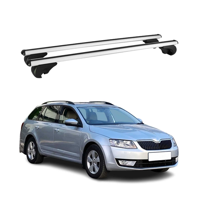 Barres de toit Transversales pour Skoda Octavia Break 2012-2019 Aluminium Argent