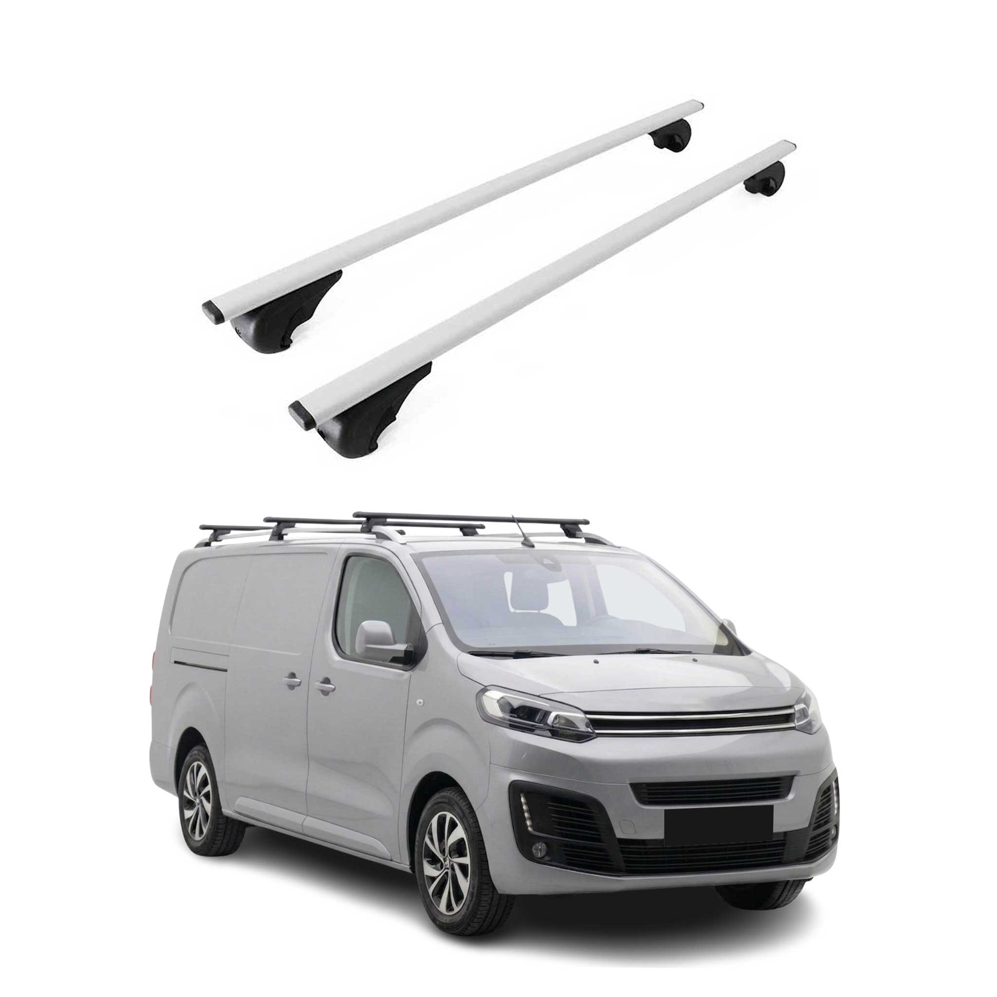 Barres de toit Transversales pour Citroen Jumpy 2016-2026 Fer Gris 2Pcs