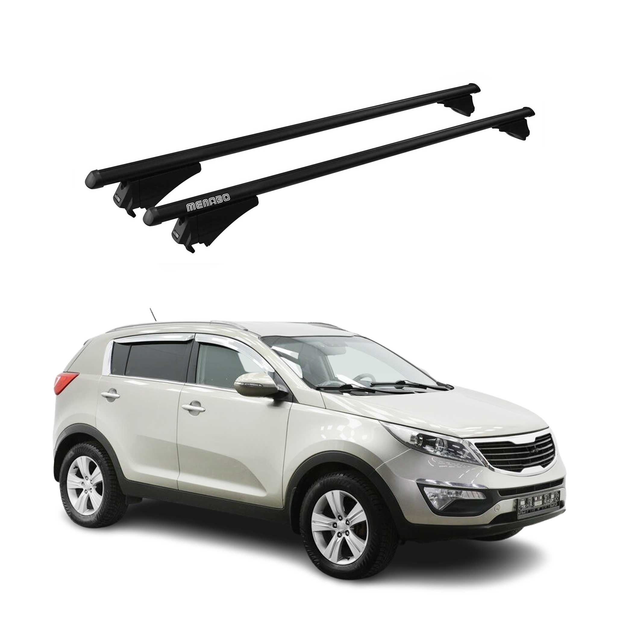 Tiger Barres de toit transversales pour Kia Sportage 2010-2015 Noir