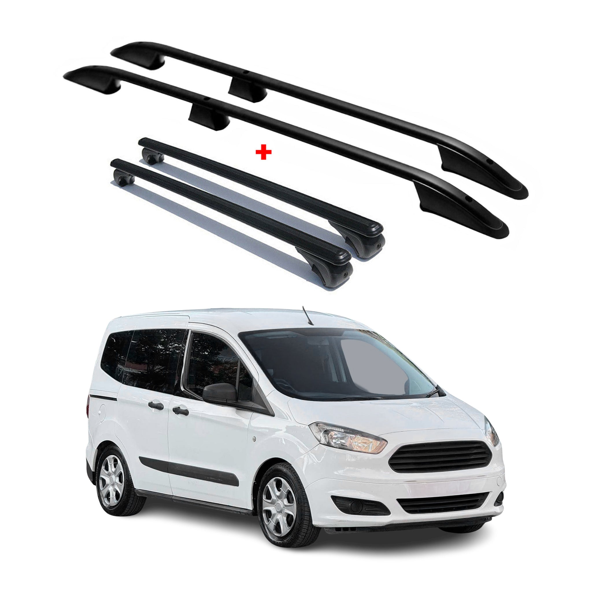 Kit Barres de toit pour Ford Tourneo Courier 2014-2023 Alu Noir 4x
