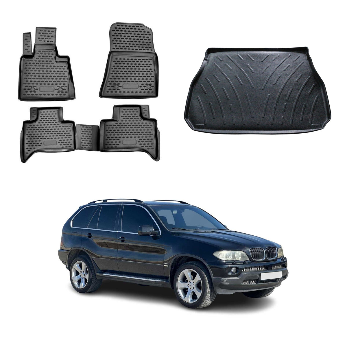 OMAC Kit Tapis de Sol et Coffre pour BMW X5 E53 2000-2006