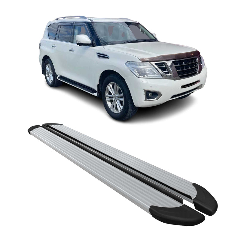 Marchepieds Latéraux pédale pour Nissan Patrol 2010-2024 Aluminium Argent 2Pcs