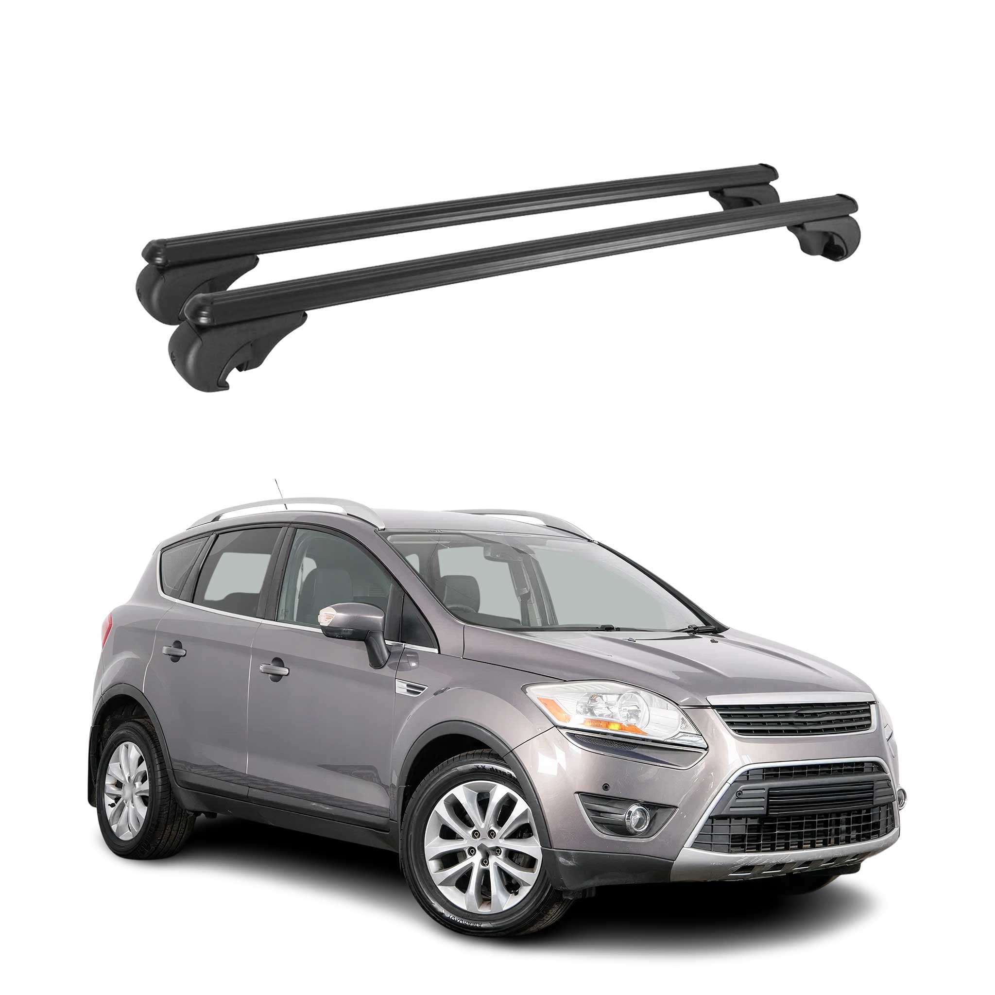 Barres de toit Transversales pour Ford Kuga I 2008-2012 Aluminium 2Pcs Noir