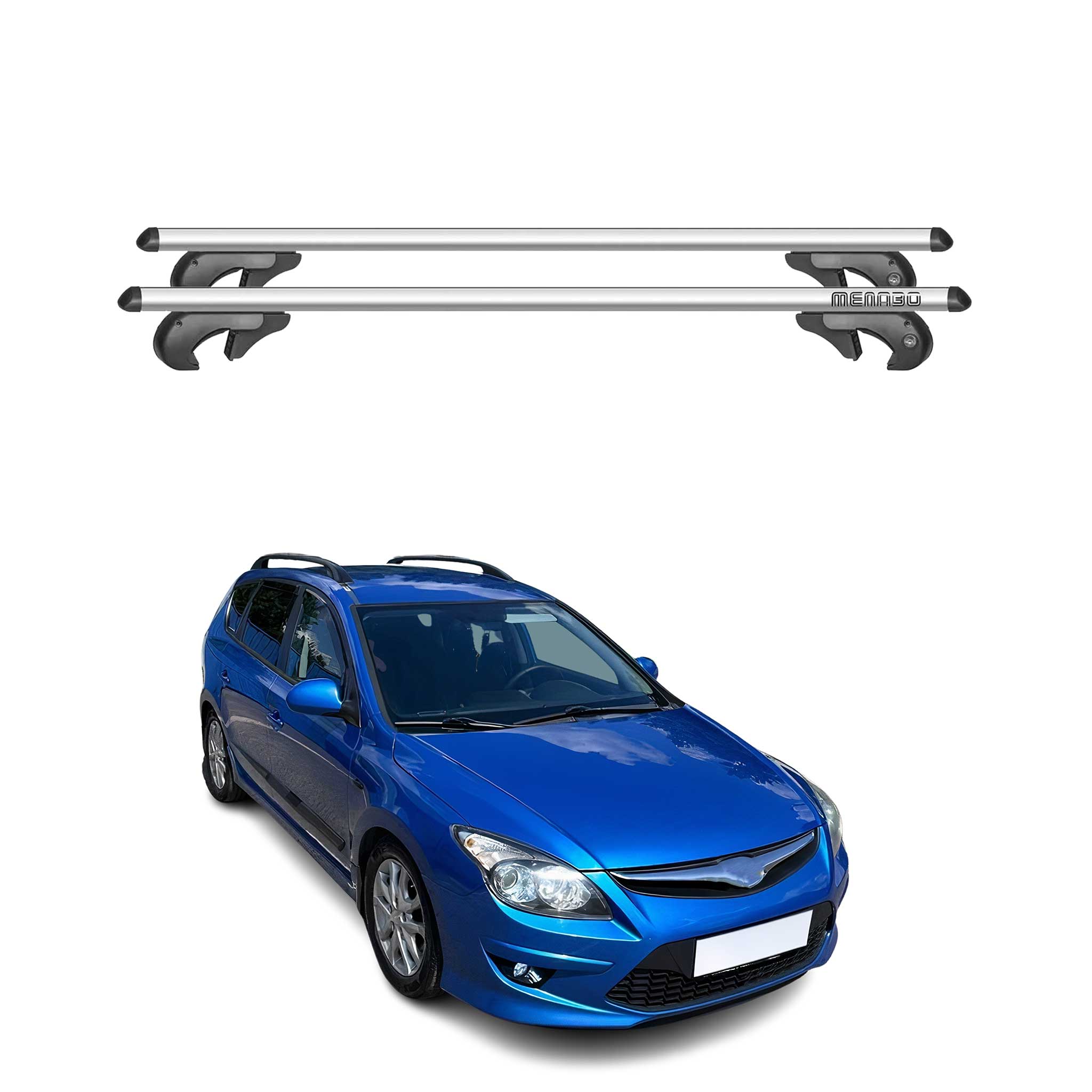 Barres de toit pour Hyundai i30 FD Break 2007-2010 90kg Aluminium Gris 2x