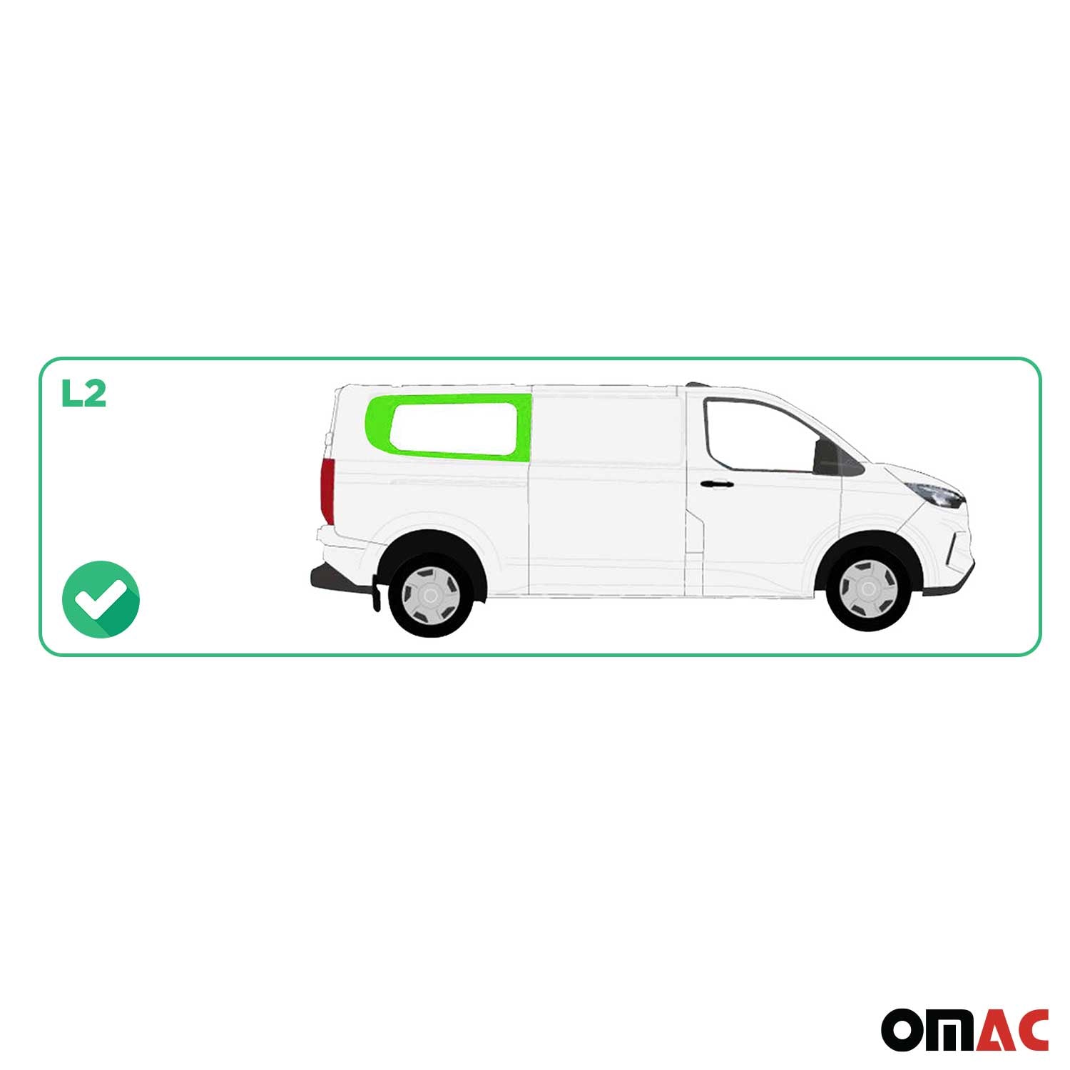 Vitre de Porte pour Ford Transit Custom 2023-2026 L2 Arrière Droit Verre fixe