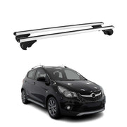 Barres de toit Transversales pour Opel Karl Rocks 2018-2019 Aluminium Argent