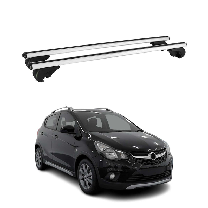 Barres de toit Transversales pour Opel Karl Rocks 2018-2019 Aluminium Argent