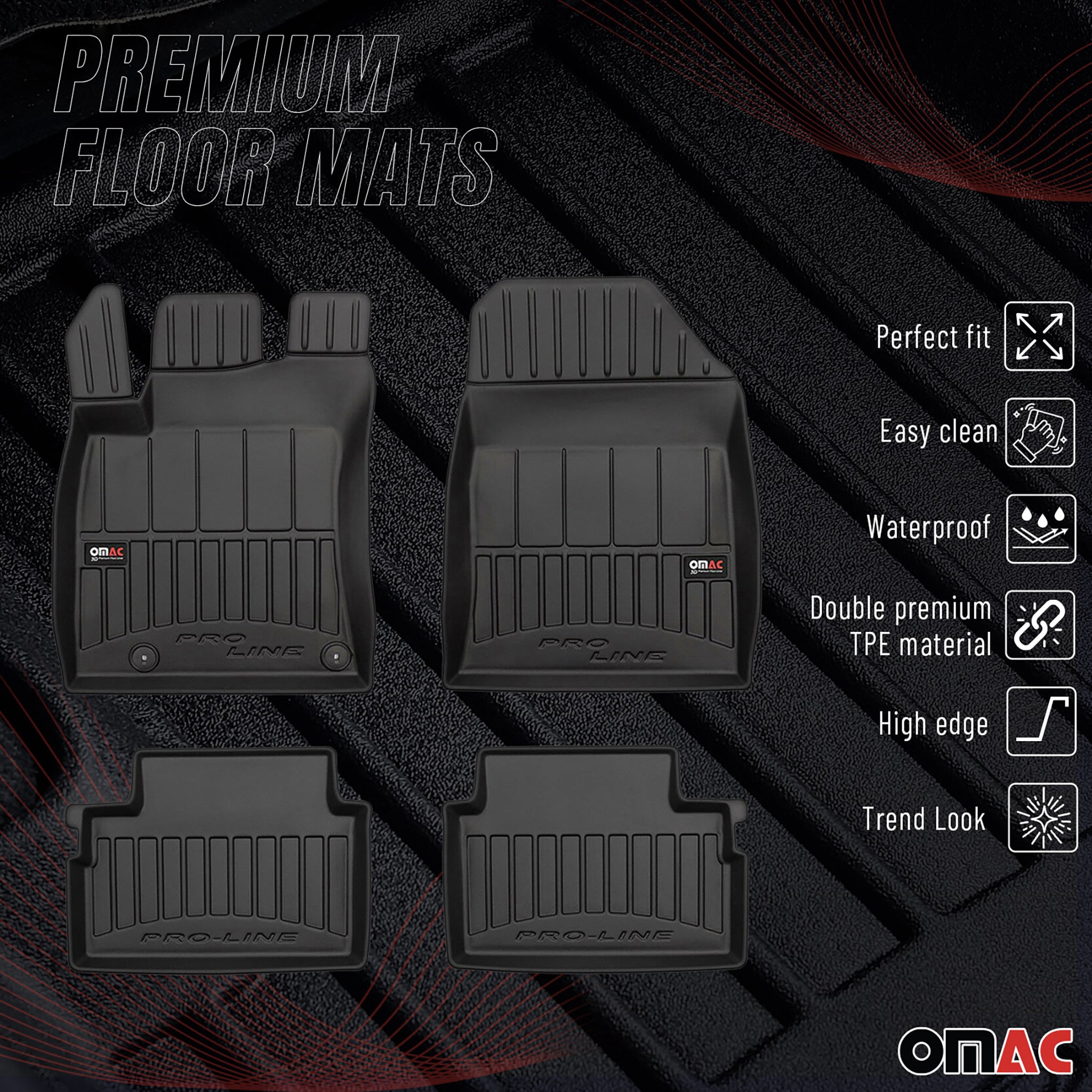 Tapis de Sol pour Kia XCeed 2019-2026 Caoutchouc TPE Noir