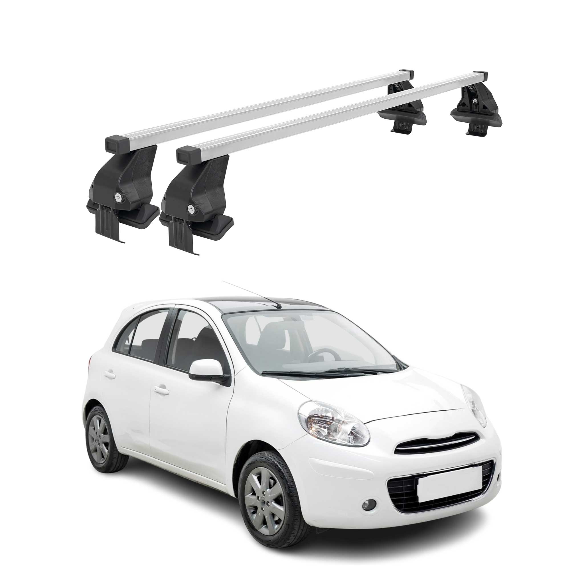 Barres de toit transversales pour Nissan Micra 2010-2017 Gris