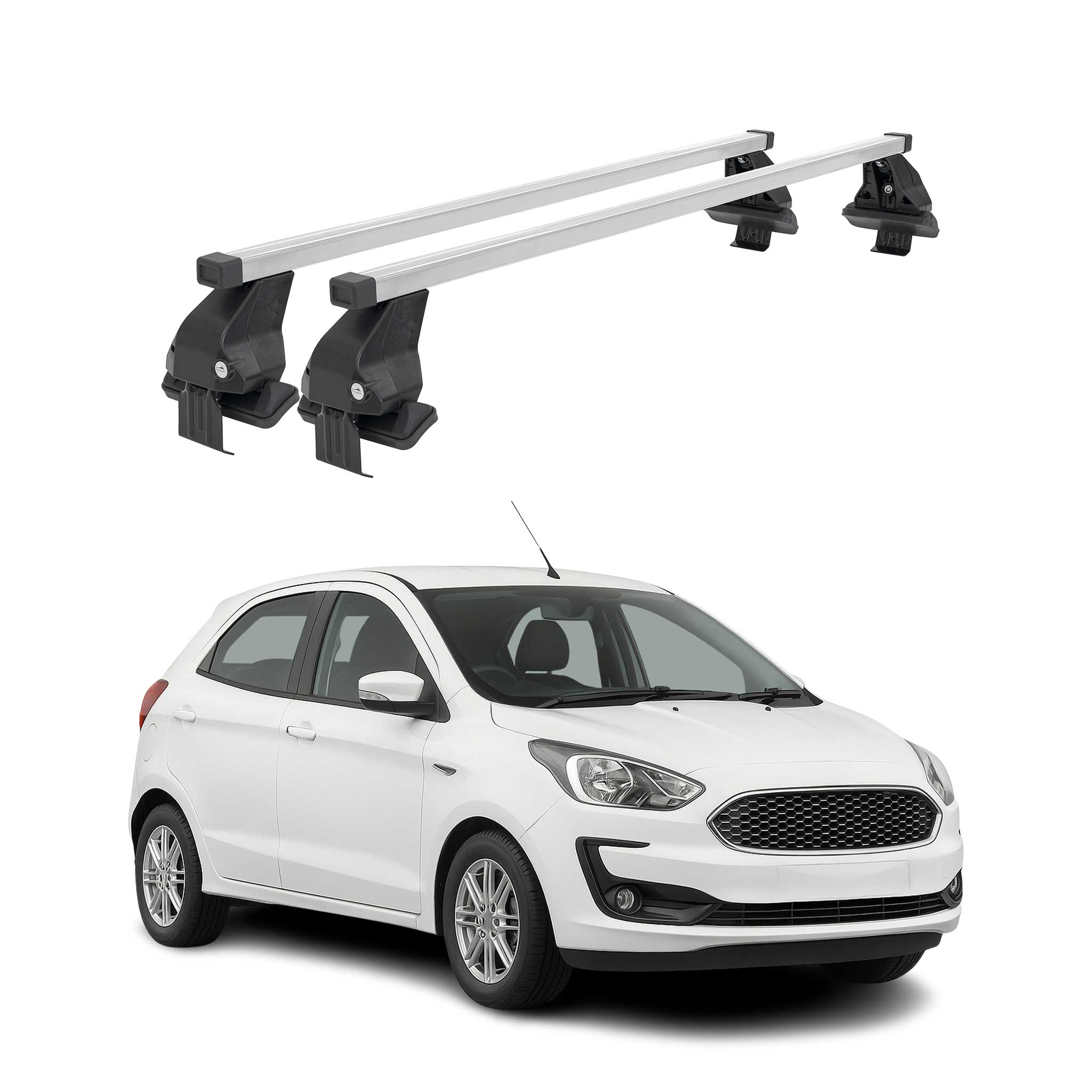 Barres de toit transversales pour Ford Ka+ 2016-2024 Acier Gris