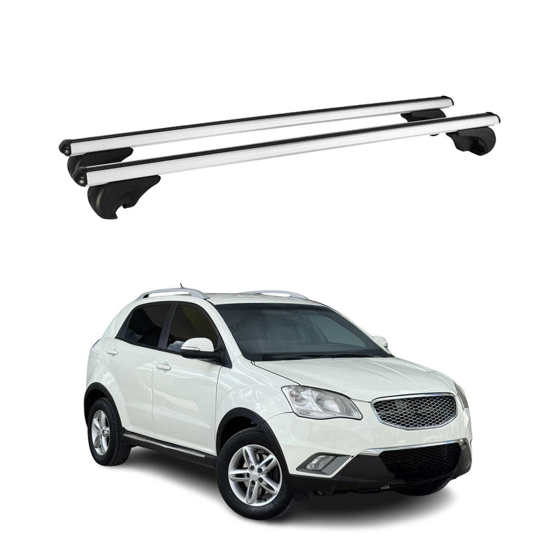 Barres de toit Transversales pour Ssangyong Korando 2010-2019 Aluminium Argent