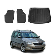 Kit Tapis de sol et coffre pour Skoda Roomster 2006-2015 Noir TPE