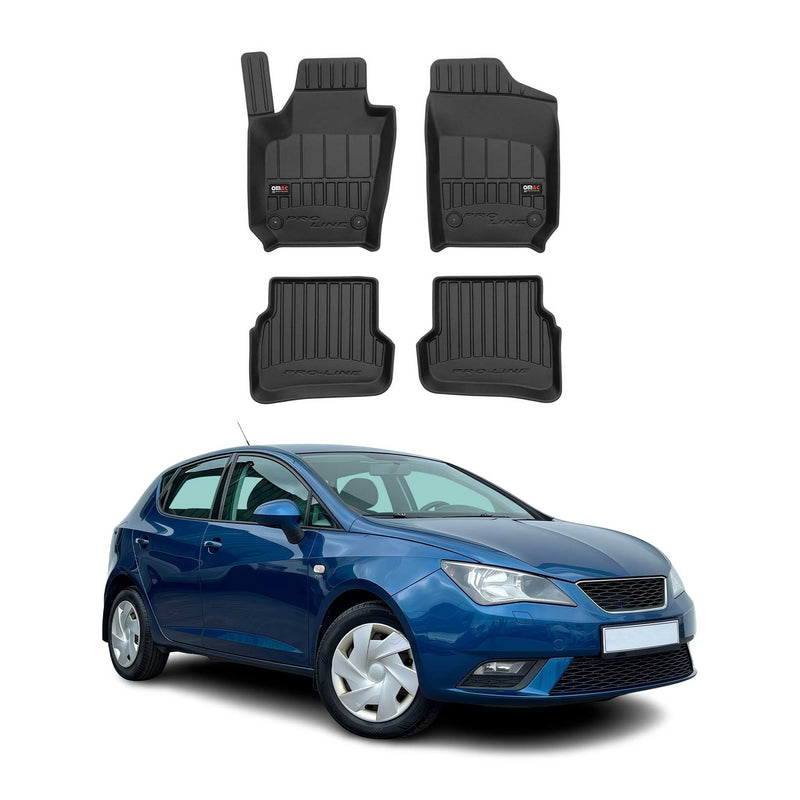 Tapis de Sol Voiture pour Seat Ibiza 2008-2017 Caoutchouc TPE Noir