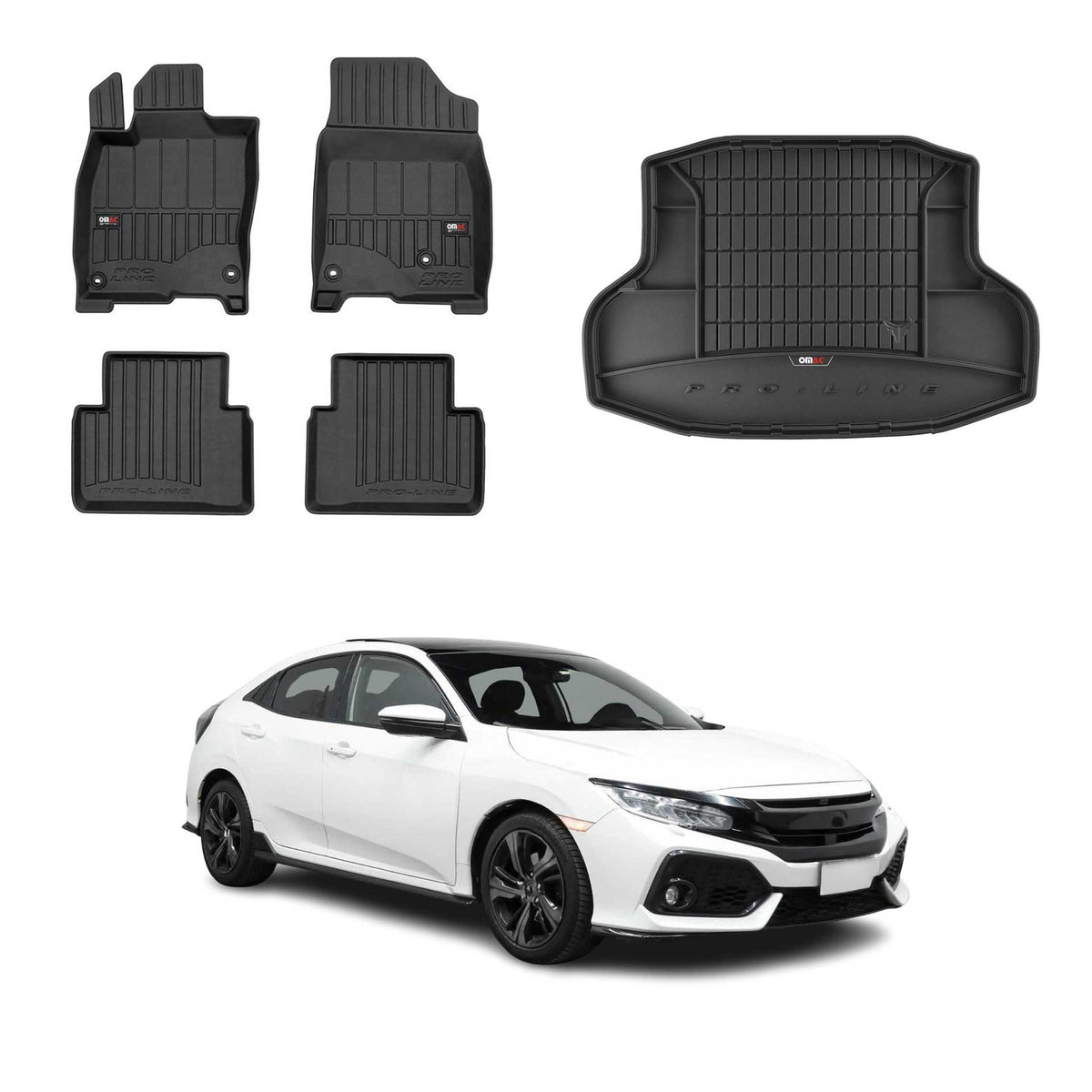 OMAC Kit Tapis de Sol et Coffre pour Honda Civic X Berline 2017-2021