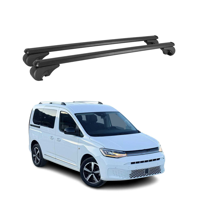 Barres de toit Transversales pour VW Caddy 2020-2024 Aluminium Noir