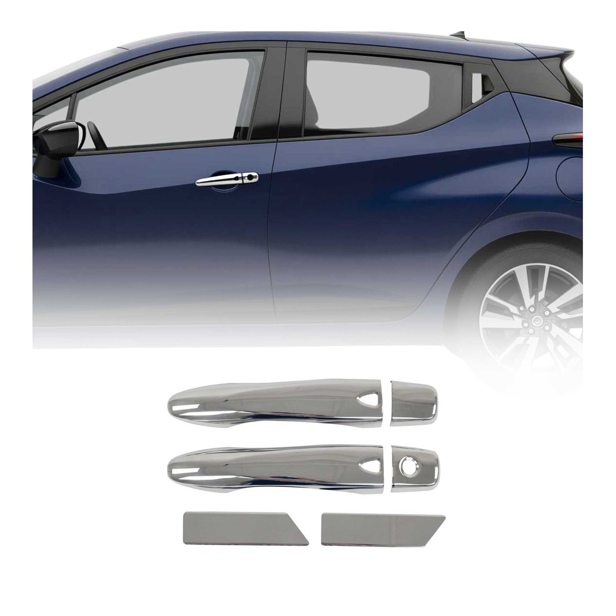 Couverture de poignée de porte pour Nissan Micra 2017-2020 en Acier Inox 6Pcs