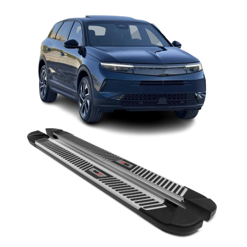 2024-2025 Opel Grandland II Marchepieds Latéraux pédale Aluminium Gris Noir 2Pcs