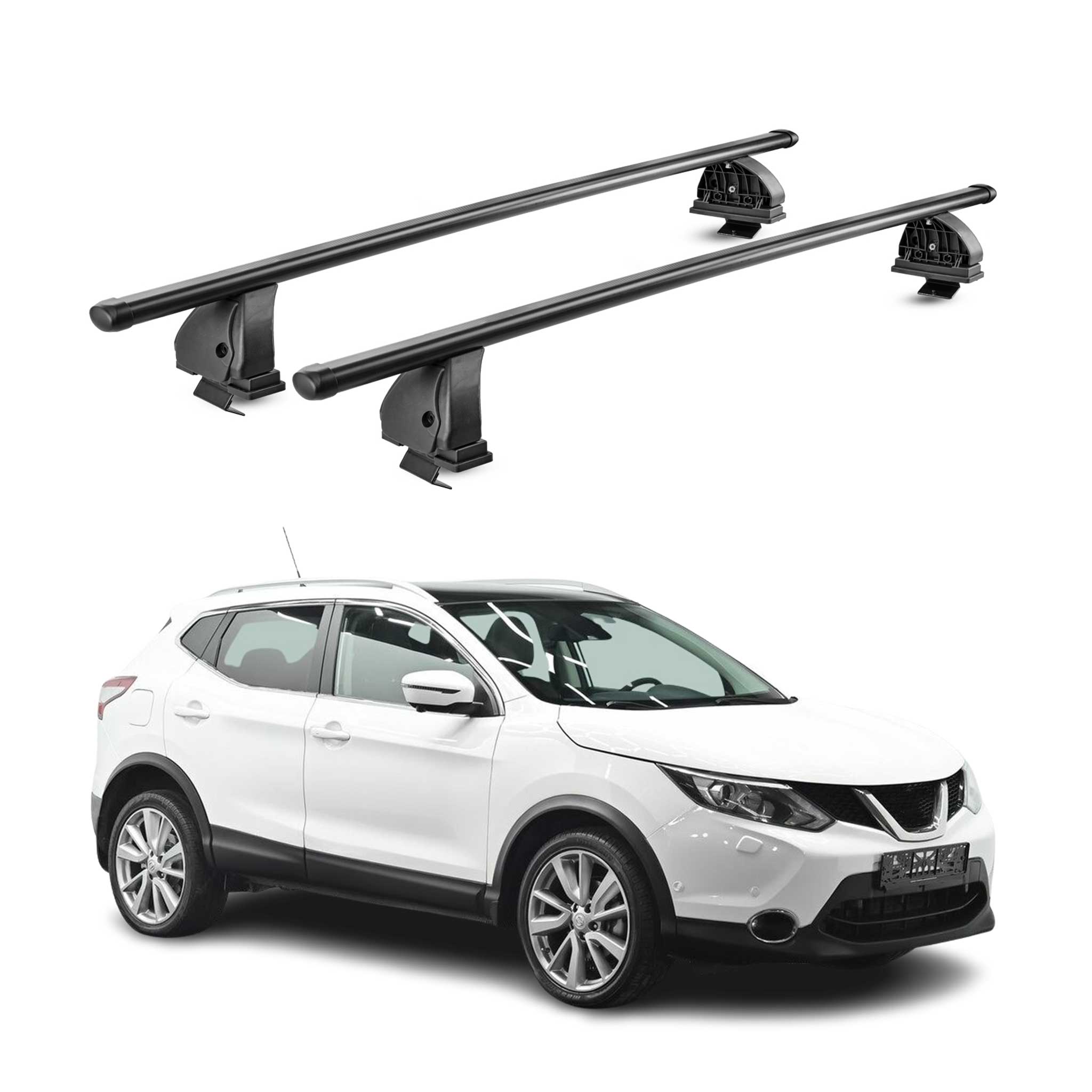 Barres de toit transversales acier pour Nissan Qashqai J11 2014-2021 TÜV Noir 2x