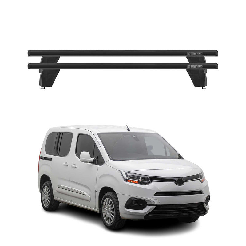 Menabo Barres de toit Transversales pour Toyota Proace City 2018-2025 Alu Noir