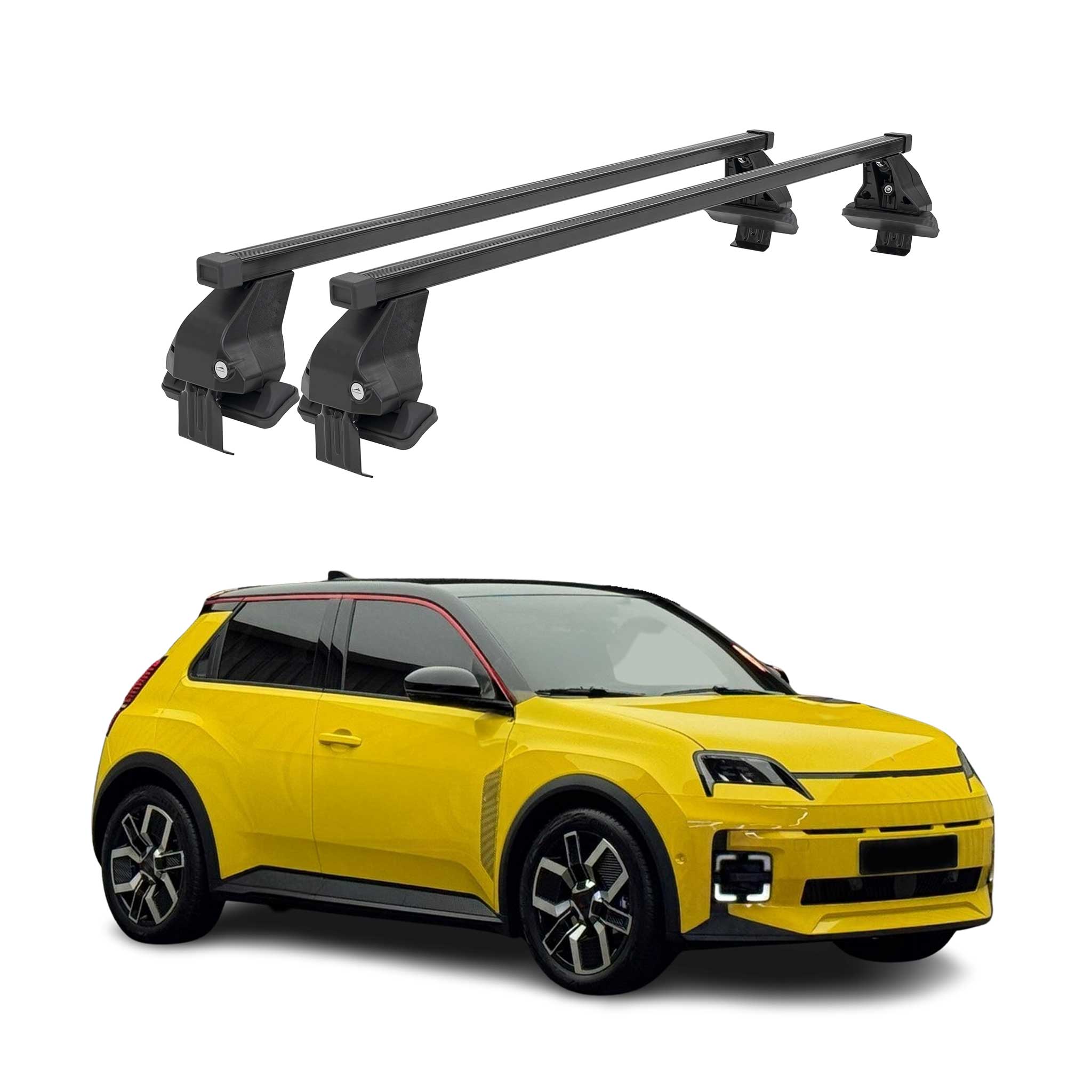 Menabo Barres de toit transversales pour Renault 5 E-Tech 2024-25 Acier Noir 2x